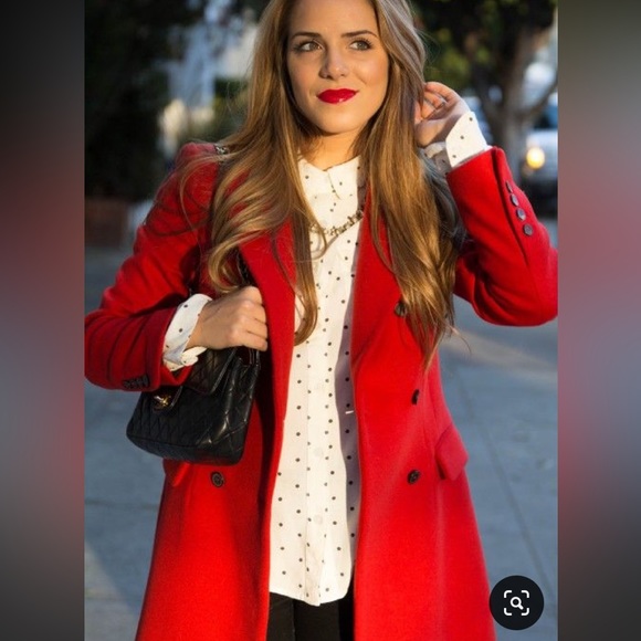 Red wool peacoat coat - fall 2023 pop of red trend! - Picture 7 of 10